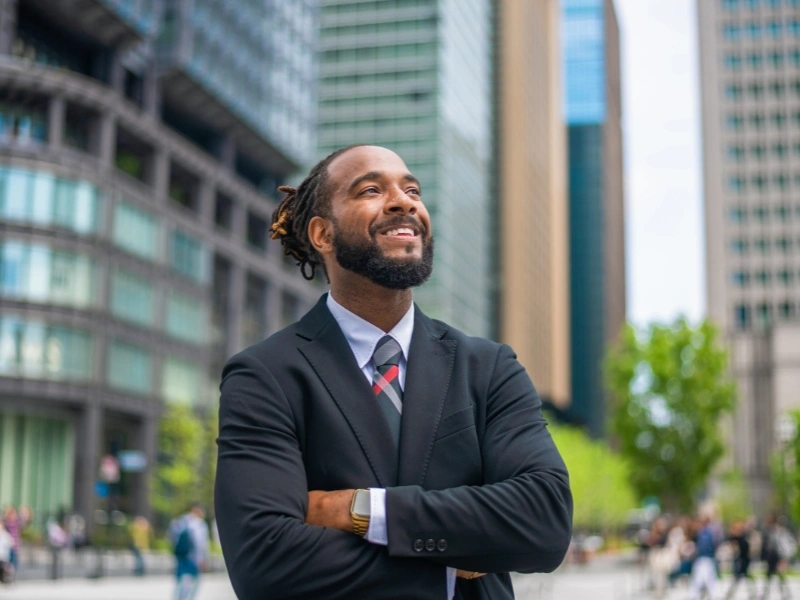 Male entrepreneur in city. Image highlights common tax errors for small businesses, tax mistakes startups make, tax pitfalls for entrepreneurs, and startup tax mistakes.